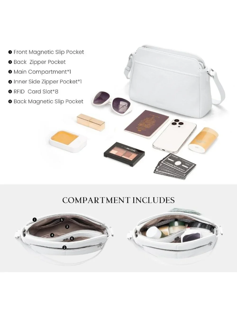 Stylish Anti-Theft Crossbody Bag for Women | Genuine Leather, RFID Slots, Small
